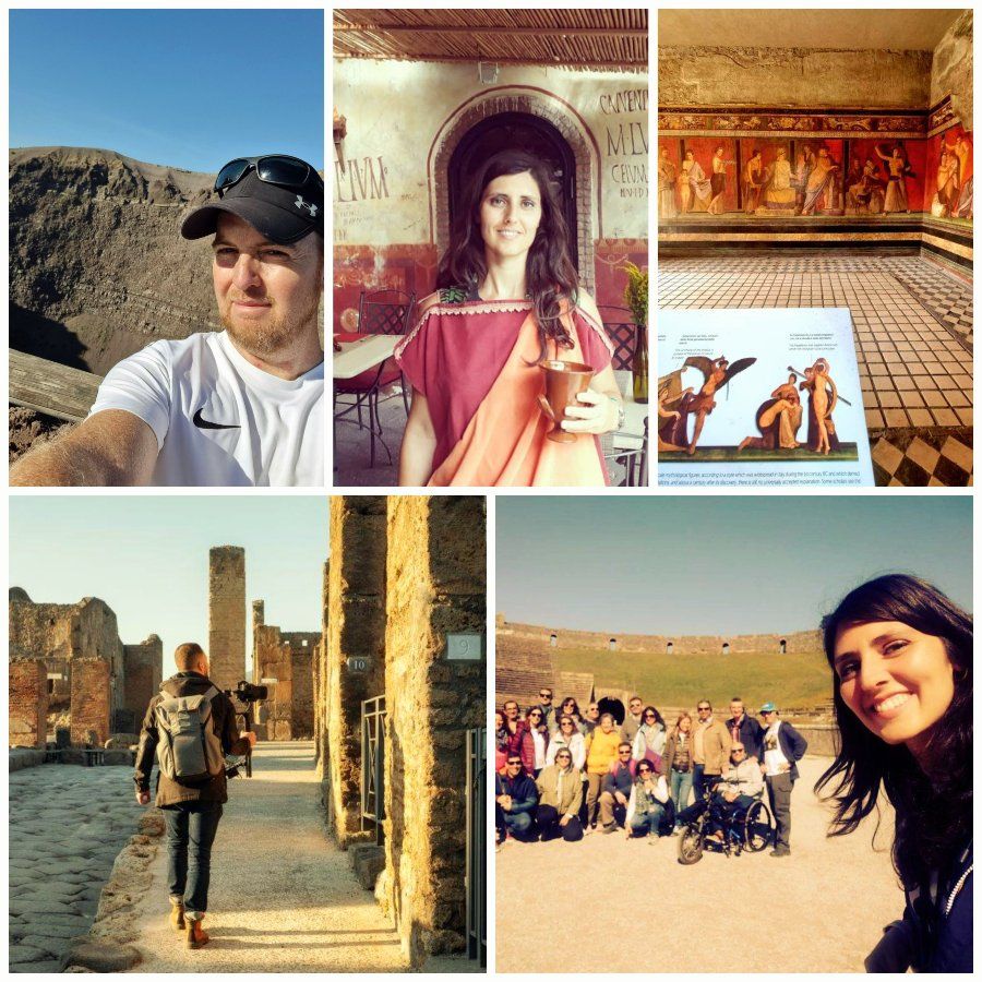 Equipo de guías de VisitarPompeya.com durante una visita guiada en Pompeya con viajeros