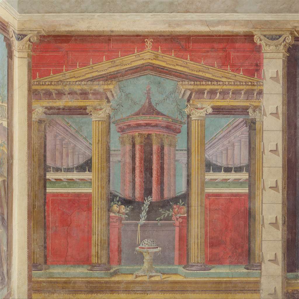 Expositores del Antiquarium de Boscoreale con restos orgánicos romanos