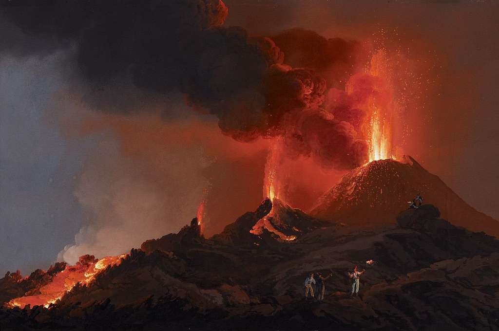 Habitantes huyendo durante la erupción del Vesubio